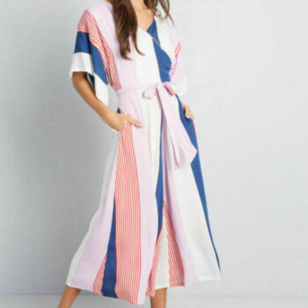 Collectif x Modcloth Keiko Sunset Stripes cropped Jumpsuit XS UK8 US4 NWOT